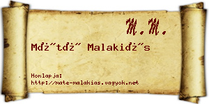 Máté Malakiás névjegykártya
